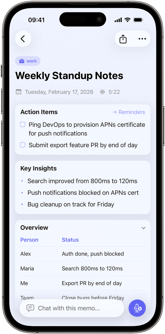 Memo AI insights