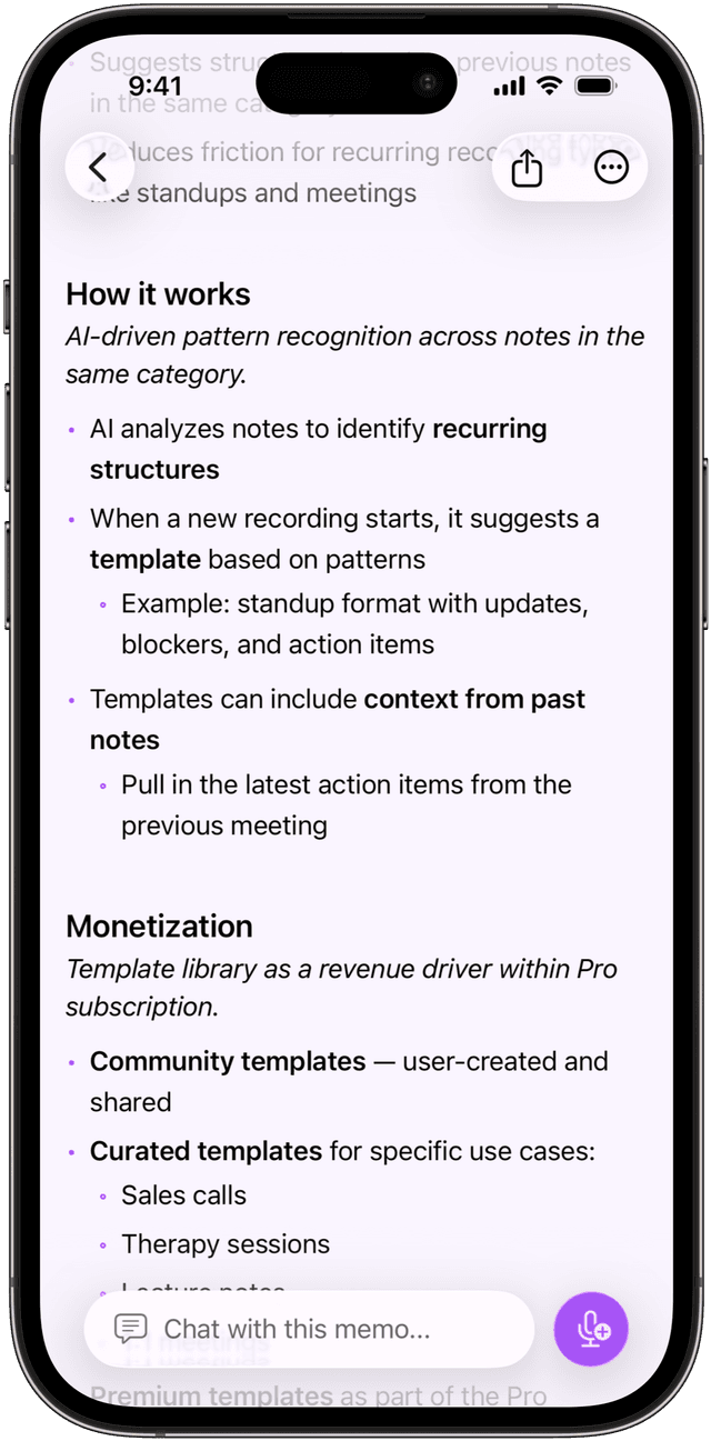 Memo AI transcription